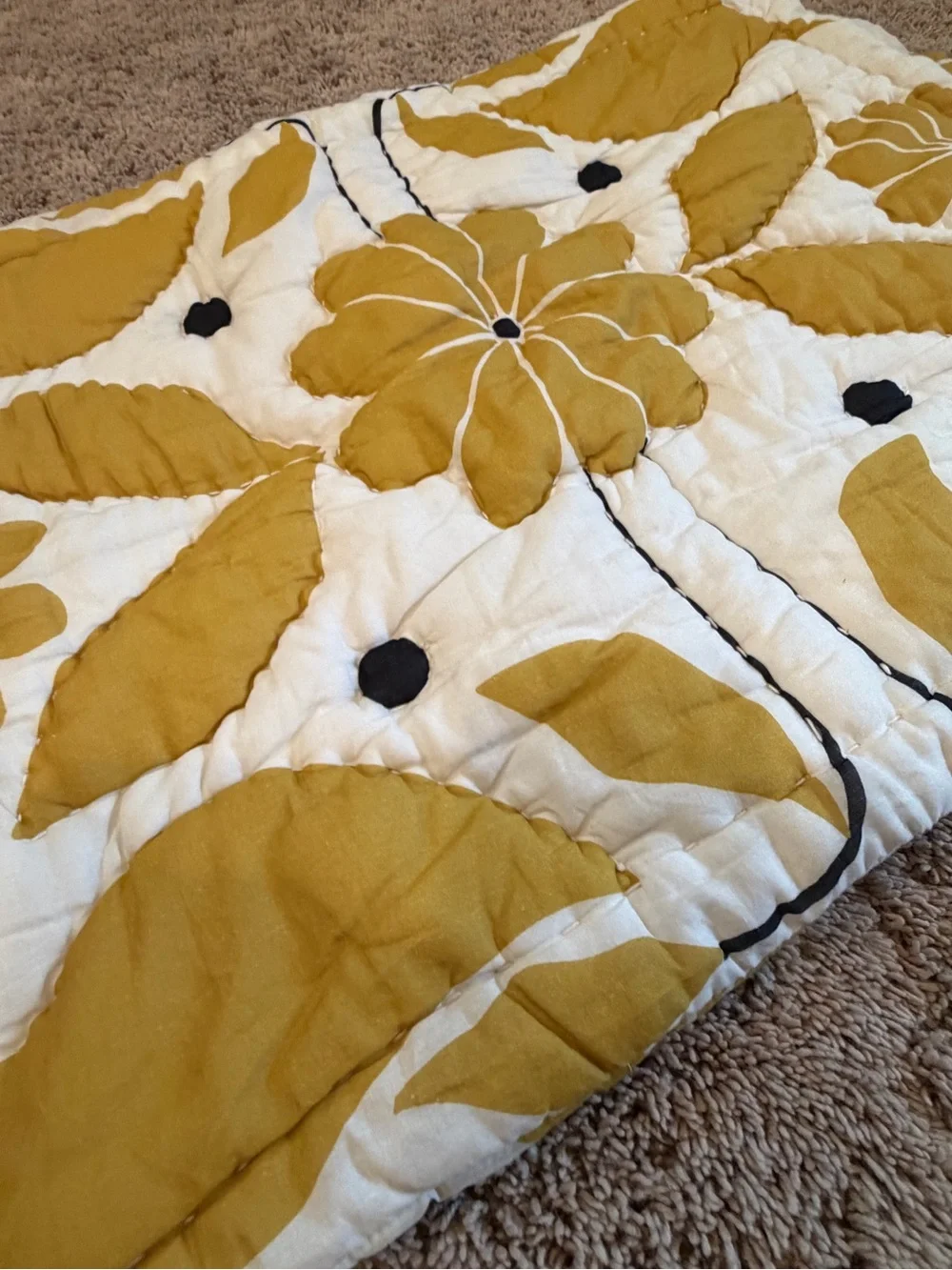 New Anthropologie mckenzie parrot floral quilted pillow sham standard Yellow